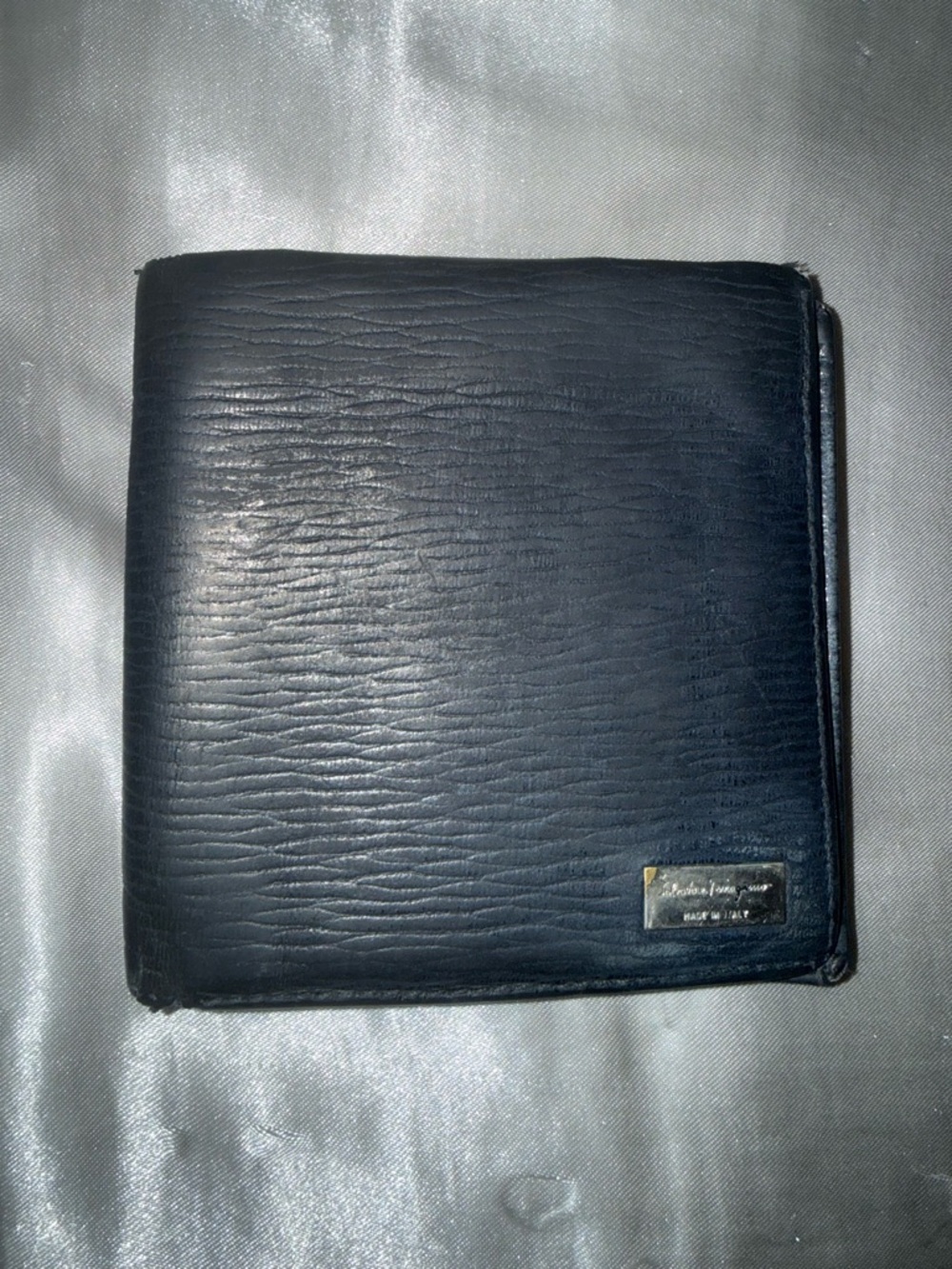 Salvatore Ferragamo Navy Blue Leather bifold wallet